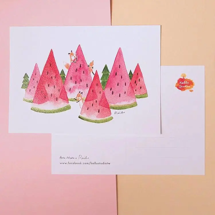 Hello Studio明信片/ 狐狸西瓜山