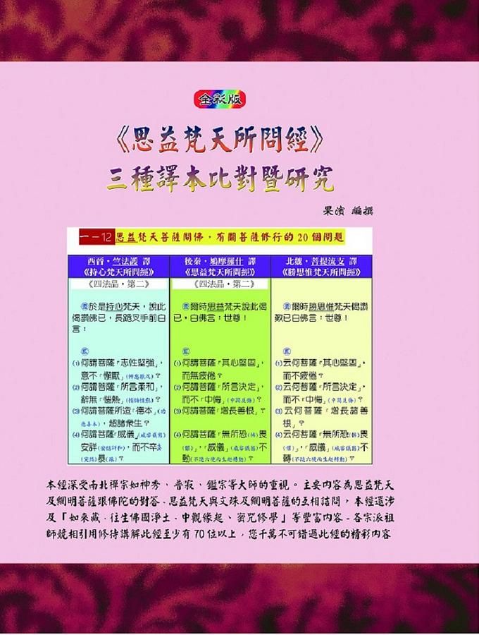 思益梵天所問經三種譯本比對暨研究 (全彩版)