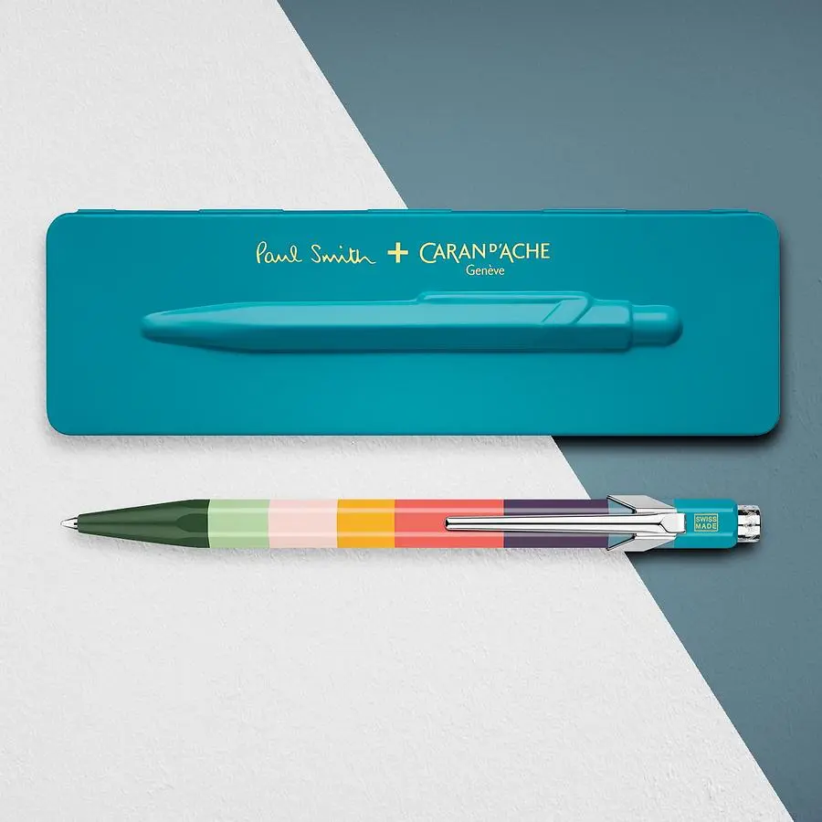 CARAN D'ACHE 849 Paul Smith原子筆III/ 孔雀藍鐵盒