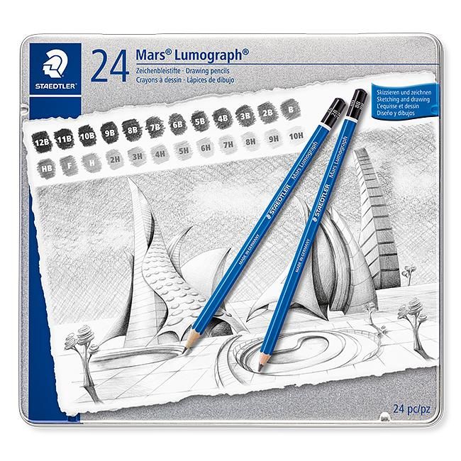 STAEDTLER 100-G24頂級藍桿素描鉛筆/ 24入