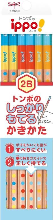 Tombow ippo! 兒童學習防滑六角點點鉛筆/ 2B/ 藍