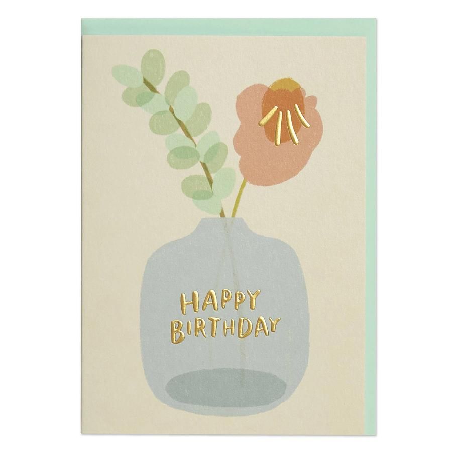 英國RASPBERRY BLOSSOM 生日卡/ Happy Birthday Vase