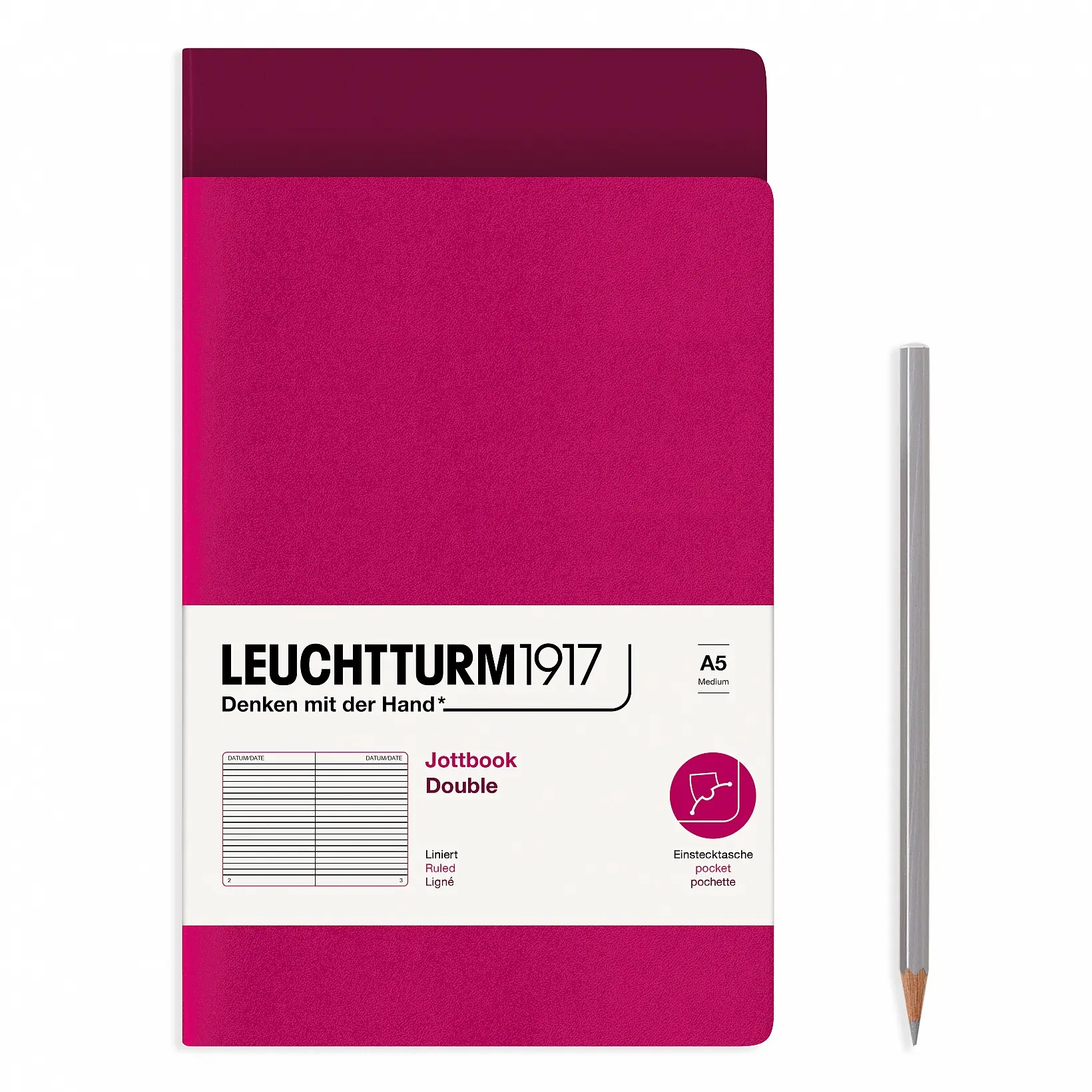 德國 LEUCHTTURM1917 2入便攜筆記本 A5/ 莓果+港口紅/ 橫線