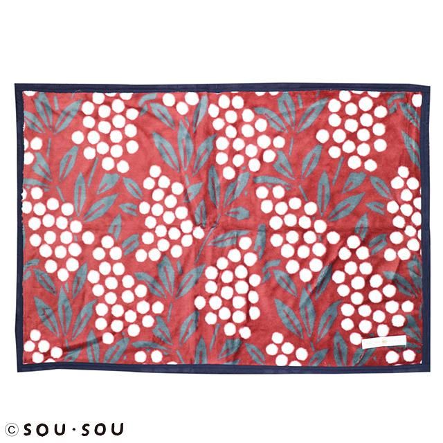 丸真 x SOU．SOU 日本製壓克力纖維披毯/ 南天竹