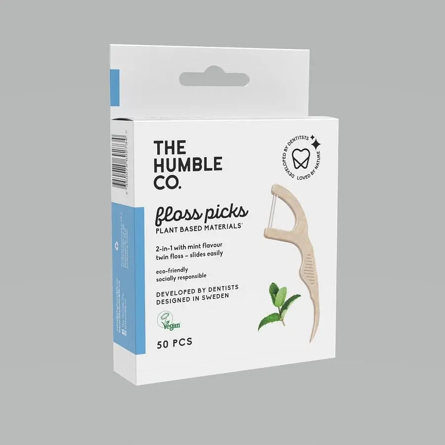 THE HUMBLE CO.瑞典玉米製清潔牙線棒/ 清新薄荷/ 50入