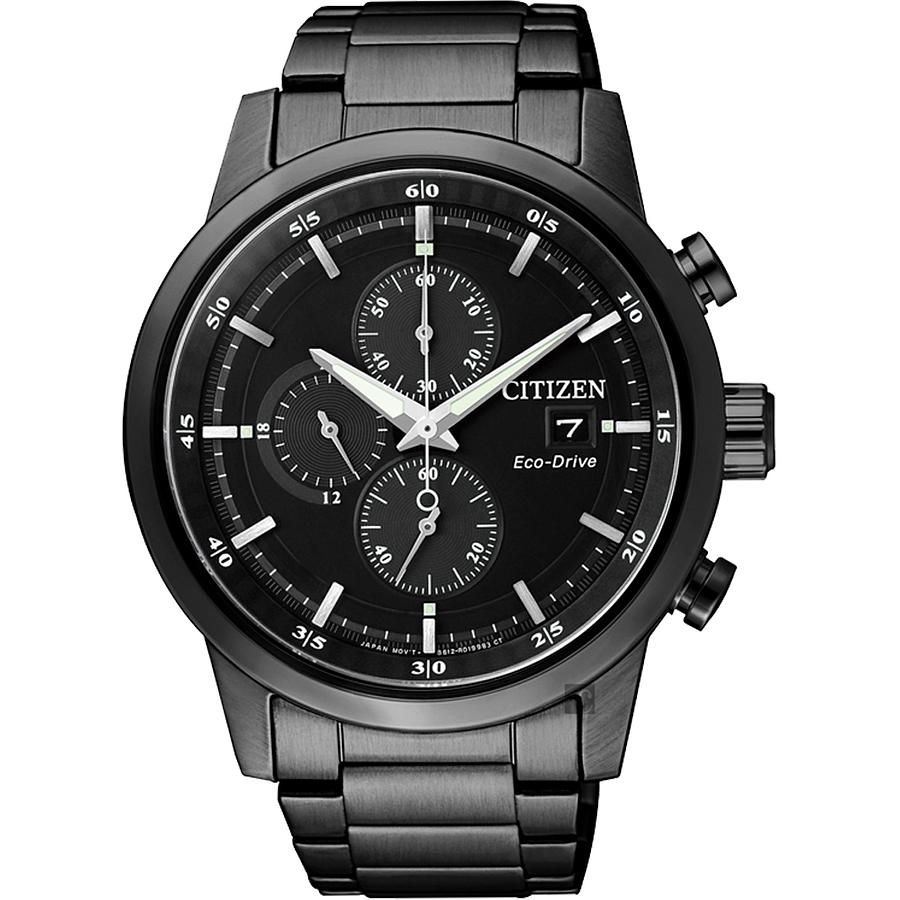 CITIZEN Eco-Drive光動能城市計時碼錶-黑/43mm CA0615-59E