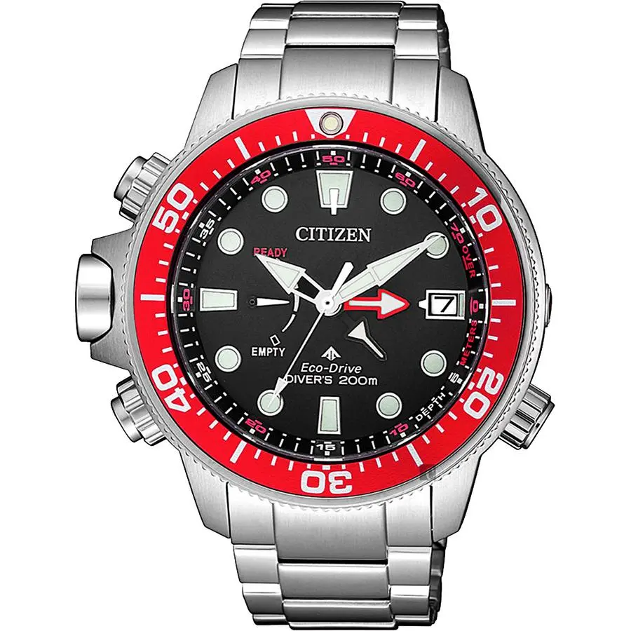 CITIZEN 星辰 PROMASTER 光動能200米潛水錶-紅/46mm BN2039-59E