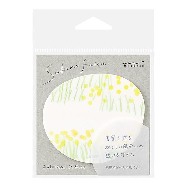 日本 MIDORI 便利貼 Transparency Flower Garden/ 黃/ 24入