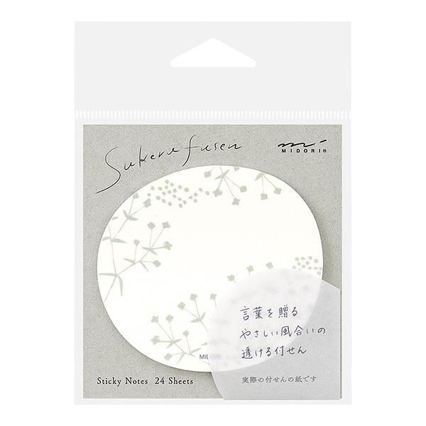 日本 MIDORI 便利貼 Transparency Small Flowers/ 白/ 24入