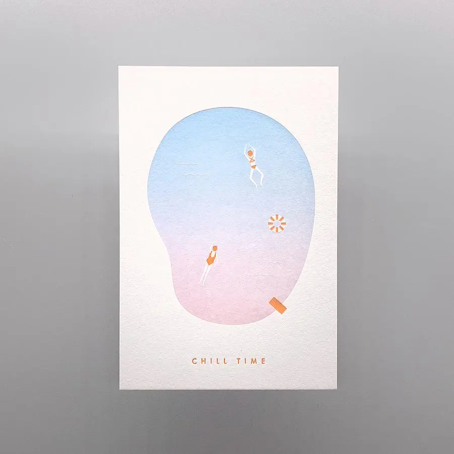 PAPERWORK活版印刷明信片/ 寧靜泳池