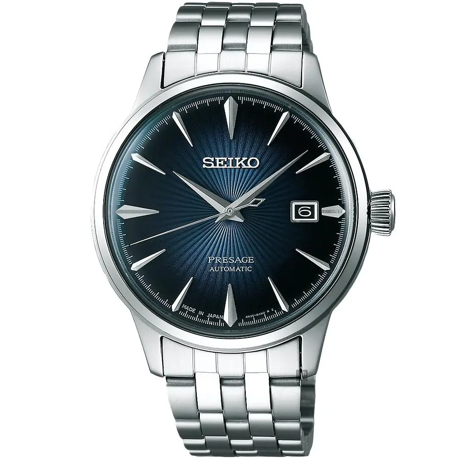 SEIKO 精工 Presage Cocktail 調酒師機械錶-藍灰/40mm 4R35-01T0A(SRPB41J1)