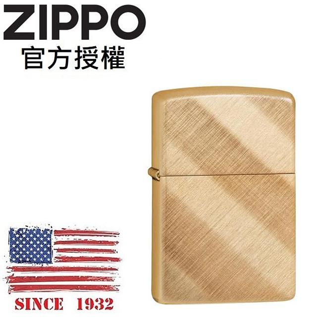 ZIPPO 經典黃銅對角拉絲紋防風打火機 / 經典素面款