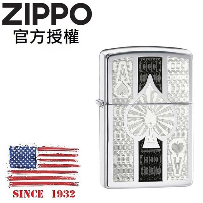 ZIPPO 深雕黑桃A防風打火機 / 美國設計款