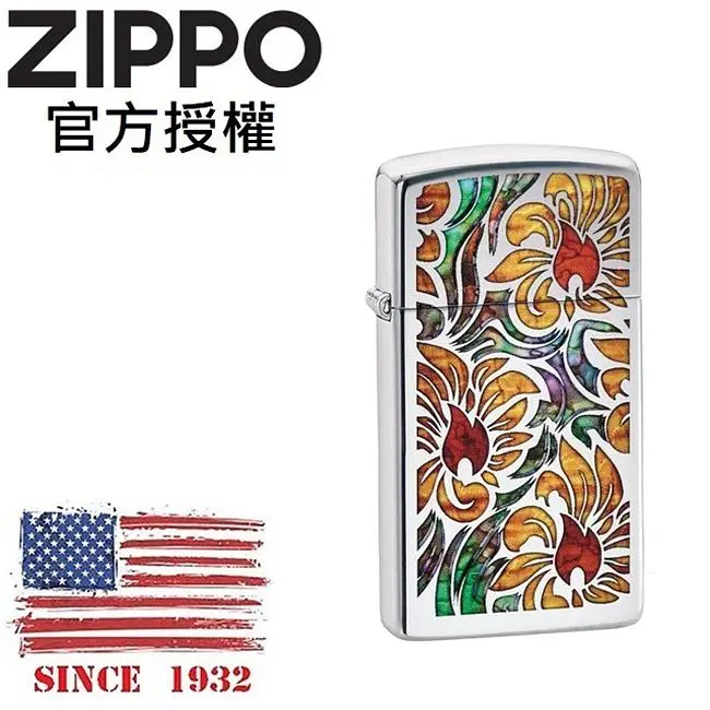 ZIPPO 火焰花藝(窄版)防風打火機 / 美國設計款