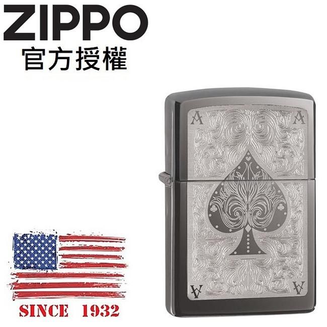 ZIPPO 花紋黑桃A防風打火機 / 美國設計款
