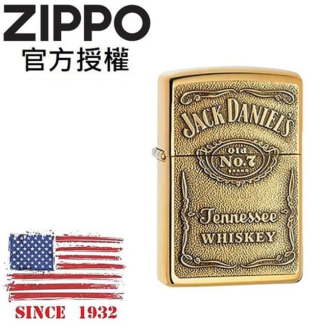 ZIPPO 傑克丹尼聯名款-經典徽章(金)防風打火機 / 美國設計款