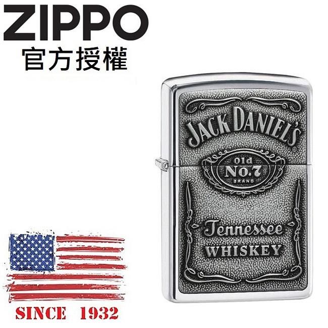 ZIPPO 傑克丹尼聯名款-經典徽章(銀)防風打火機打火機 / 美國設計款