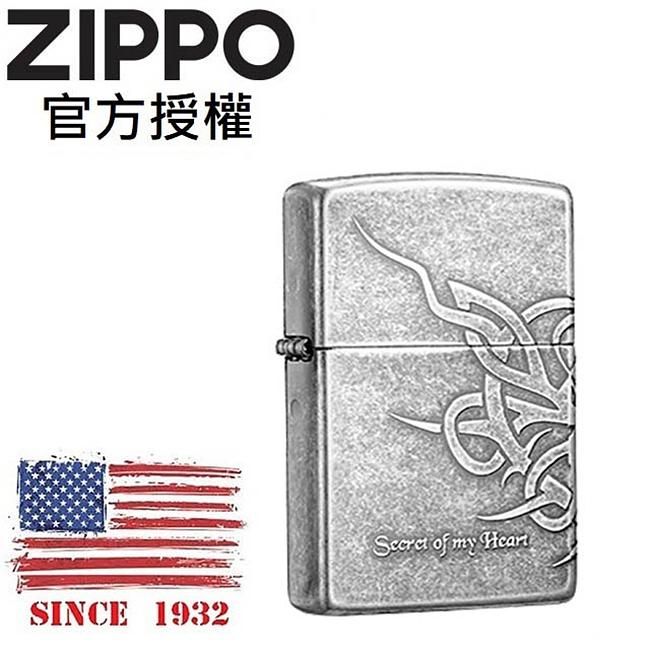 ZIPPO 心中的秘密(仿古銀)防風打火機 / 韓國設計款