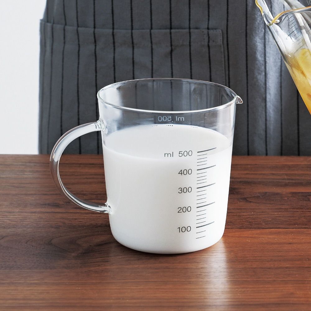 日本霜山 高透耐熱可微波玻璃量杯附刻度-500ml