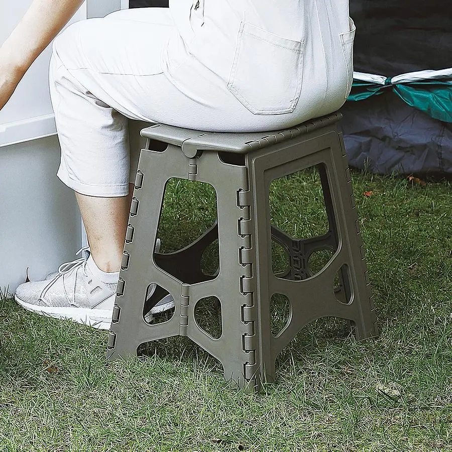 日本天馬 快收耐固便攜式防滑摺疊/摺合椅-高39CM-灰軍綠