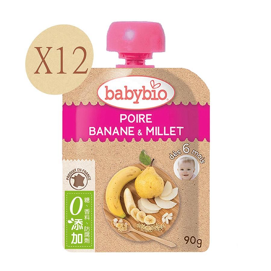 法國Babybio 生機洋梨小米纖果泥90gX12