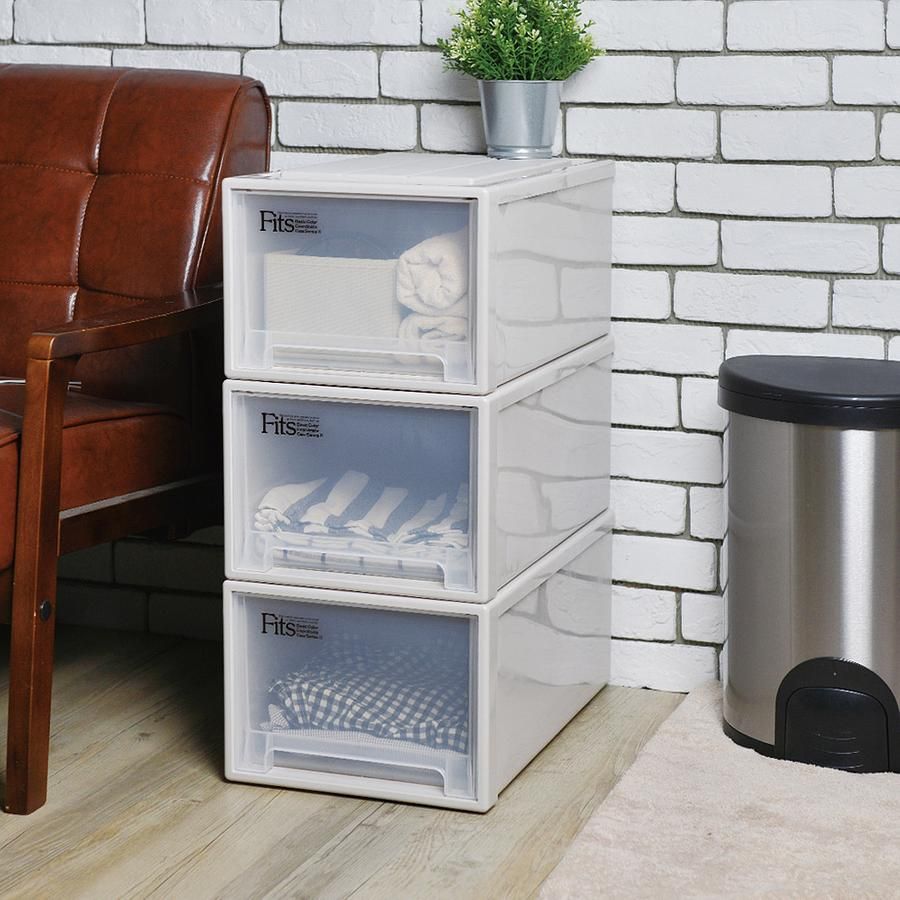 日本天馬 日本製 Fits 30面寬單層抽屜收納箱-高23CM-3入