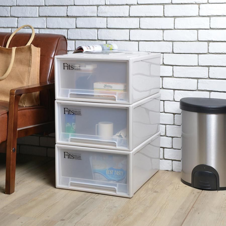 日本天馬 日本製 Fits 39面寬單層抽屜收納箱-高23CM-3入