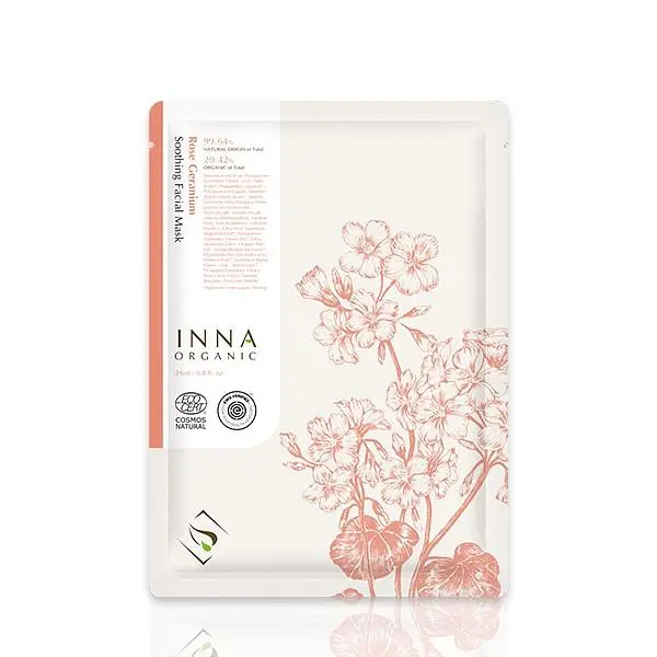 INNA Organic 童顏有機 玫瑰天竺葵舒緩修復隱形面膜 6入組