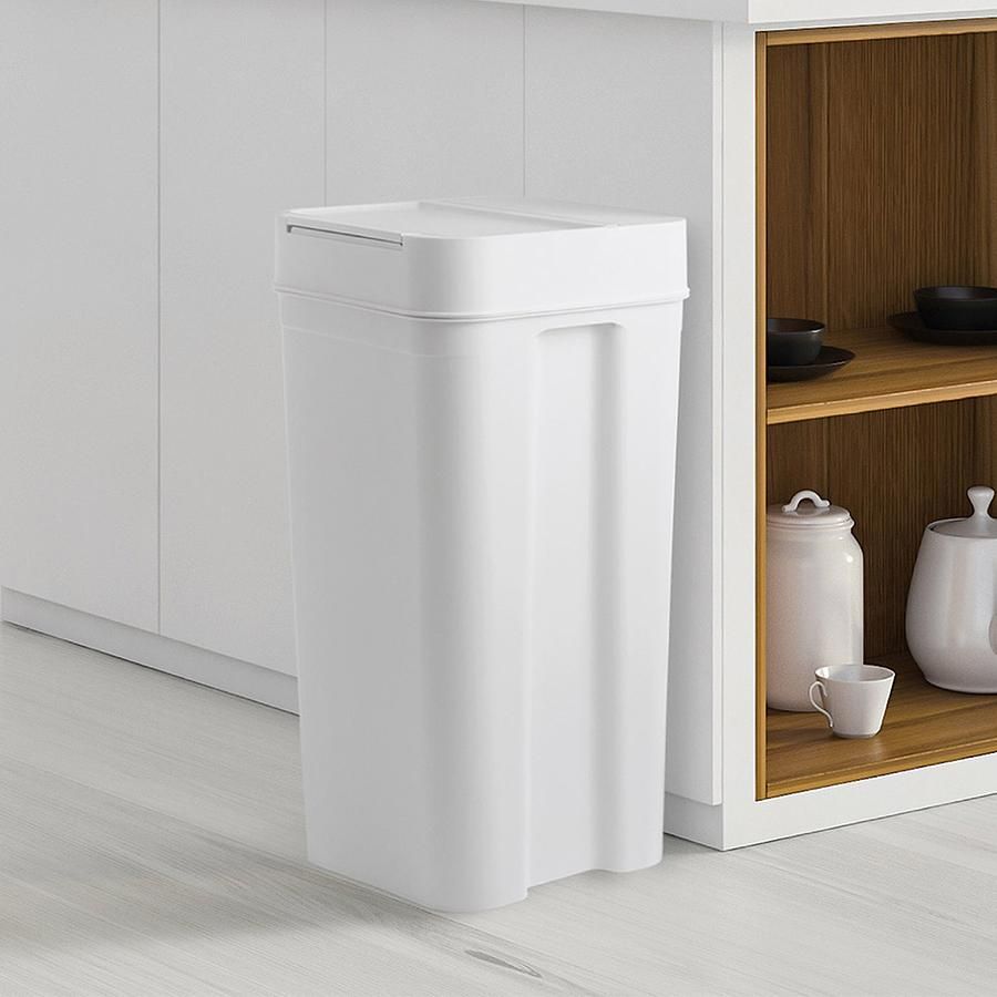 日本like-it 日製落地型按壓式密封防臭垃圾桶-45L-白