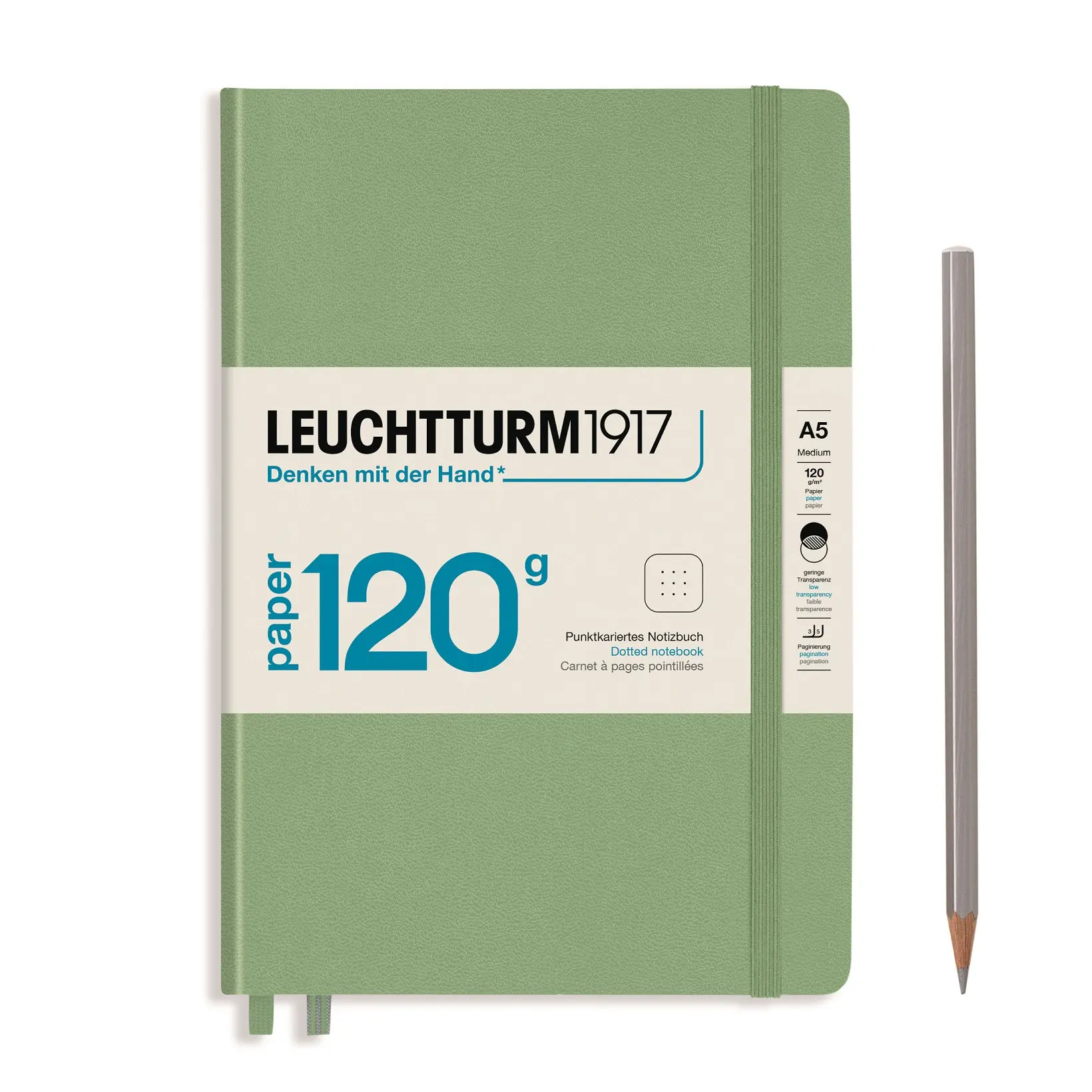 德國 LEUCHTTURM1917 120g 硬殼筆記本 A5/ 鼠尾草綠/ 方點