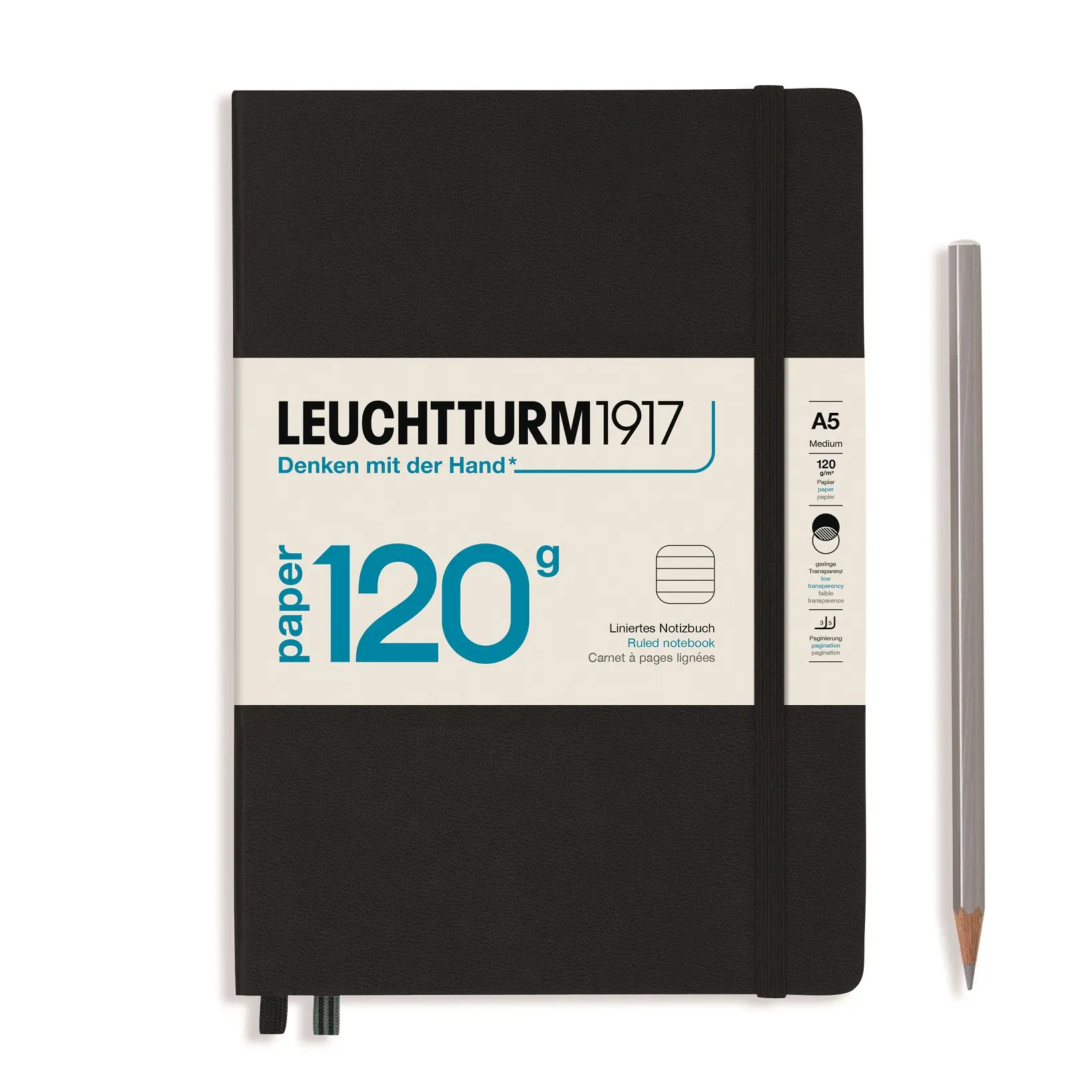 德國 LEUCHTTURM1917 120g 硬殼筆記本 A5/ 黑/ 橫線