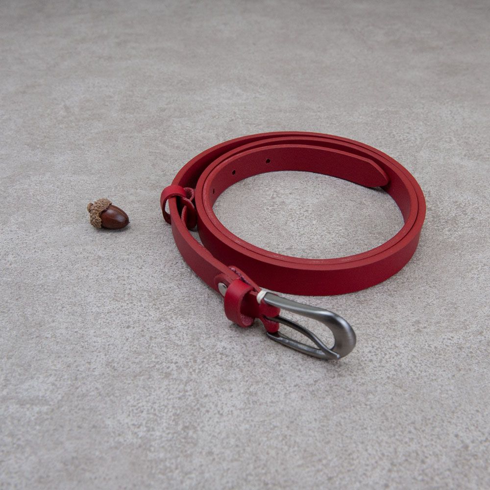 Be Two 義大利植鞣單層牛皮皮帶18mm_ 紅色/圓型皮帶頭/L號【適用35吋至40吋】