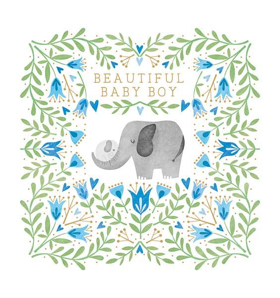 英國ART FILE 寶寶卡/ Baby Boy Blue Elephant