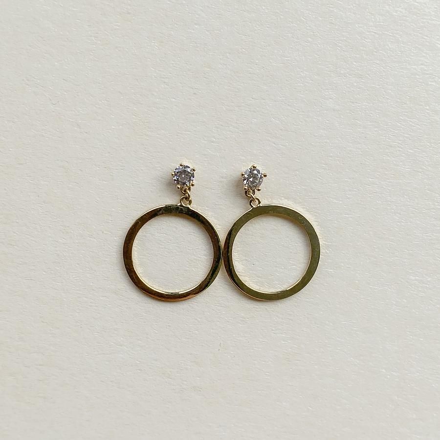 【ELISA GEMS】 K10 / 復古寶石耳環