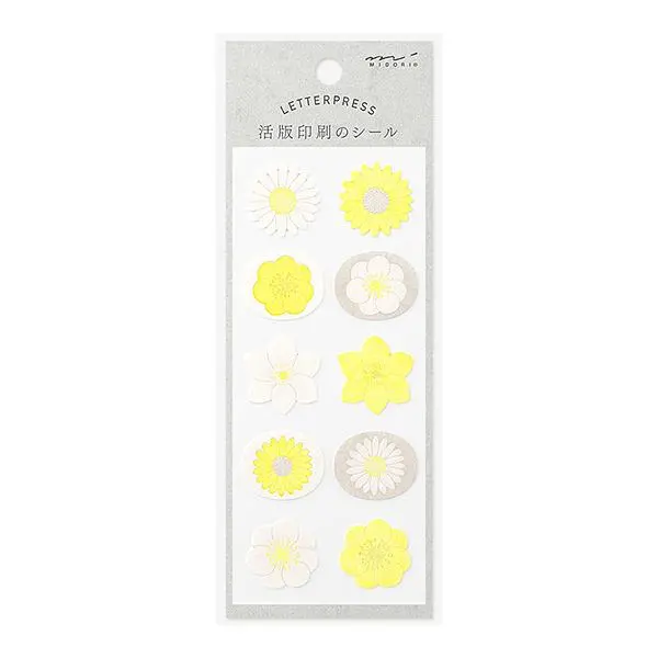 日本 MIDORI 標籤貼紙/ Flower Pattern/ 黃