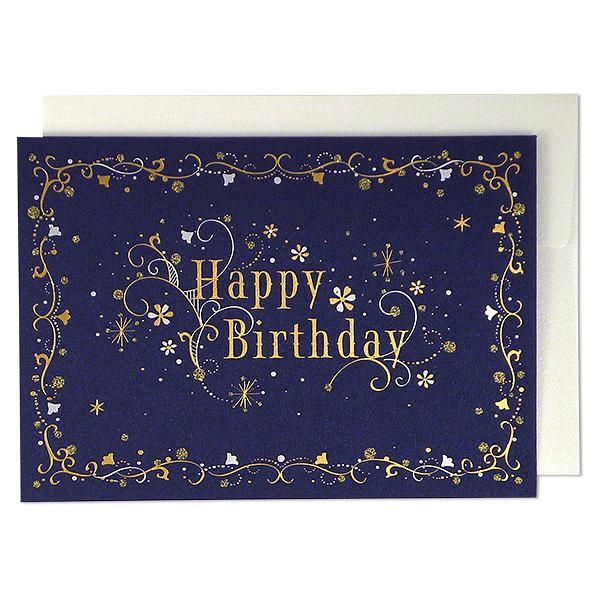 日本EASE生日卡/ 生日快樂/ 深藍色