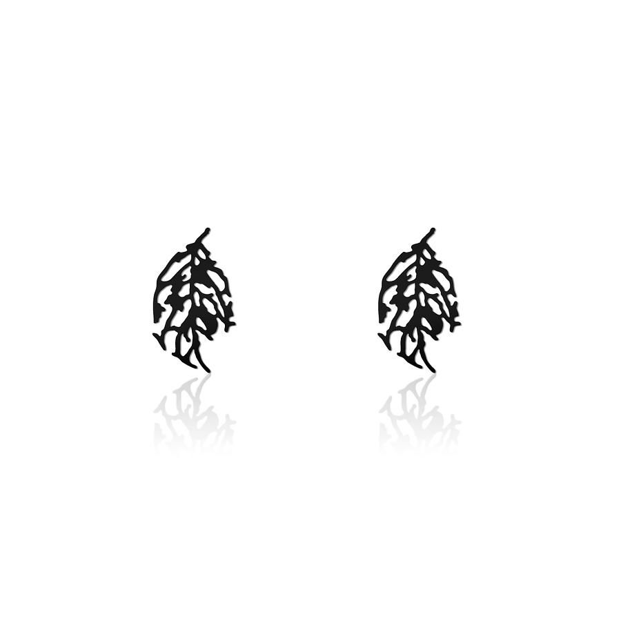 moorigin / 葉脈耳環 XS / 黑