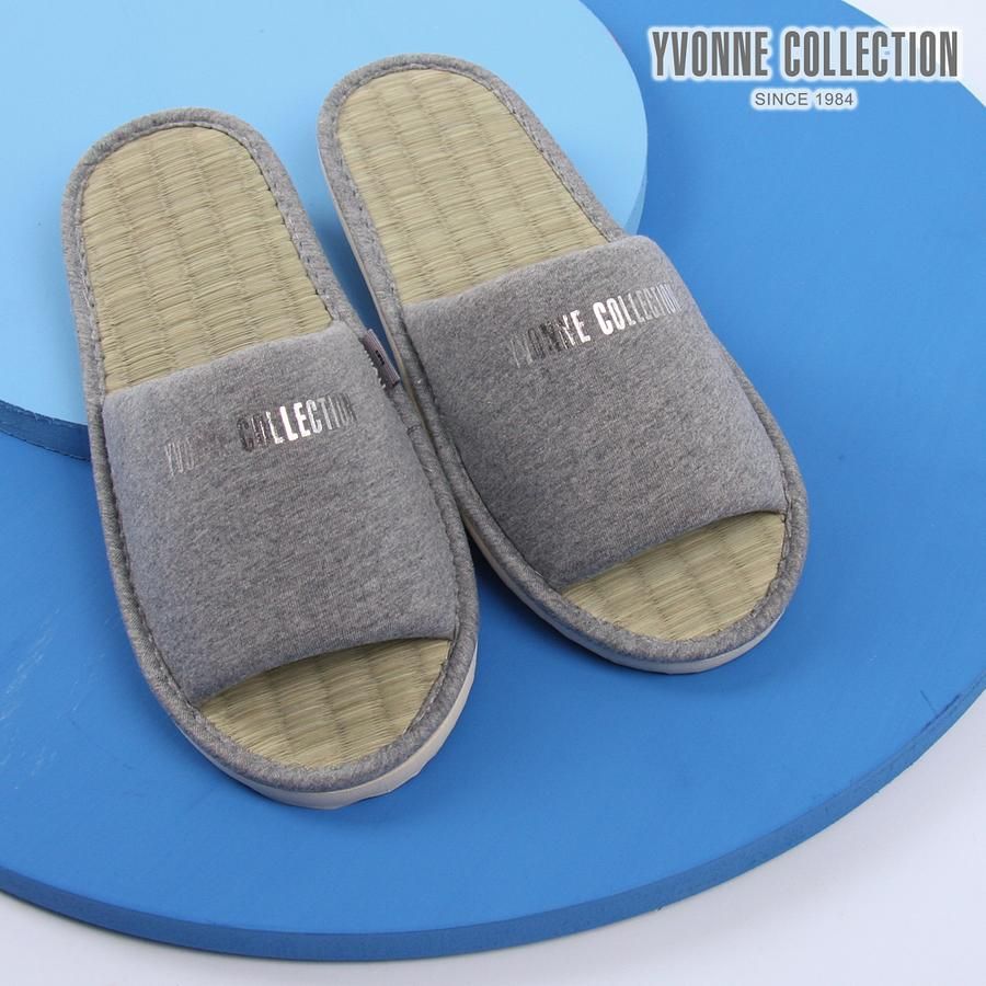 YVONNE COLLECTION藺草室內拖鞋-岩石灰M