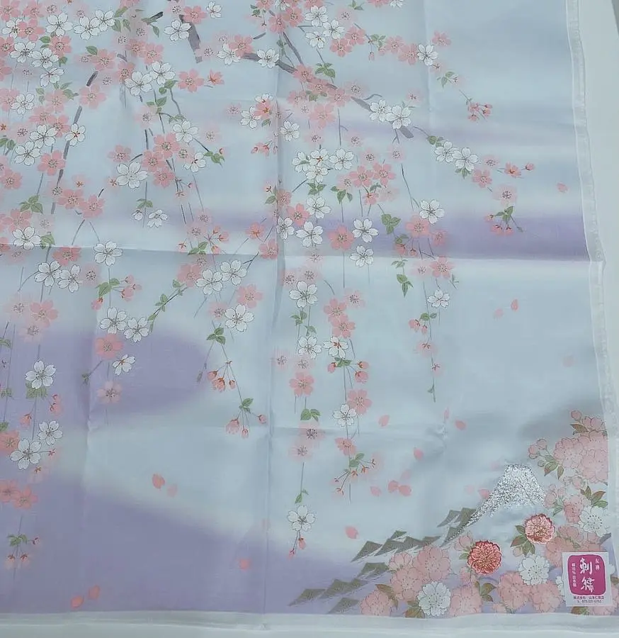 京都山本仁友禪刺繡手帕-富士山(藍)