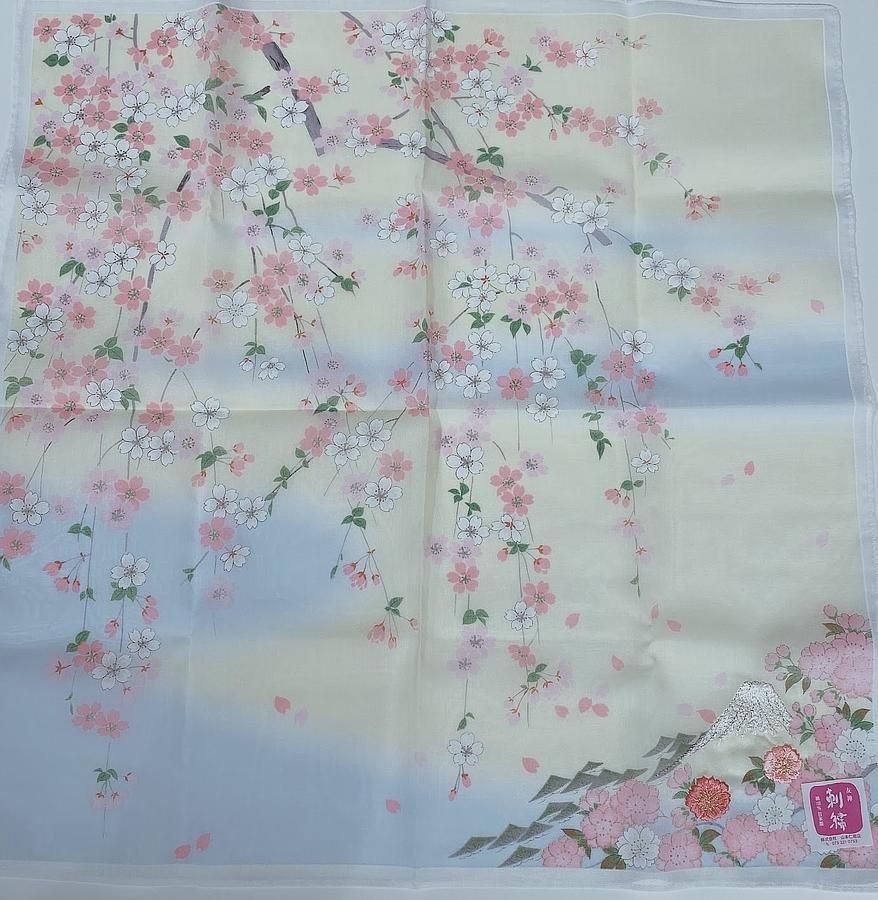 京都山本仁友禪刺繡手帕-富士山(黃)