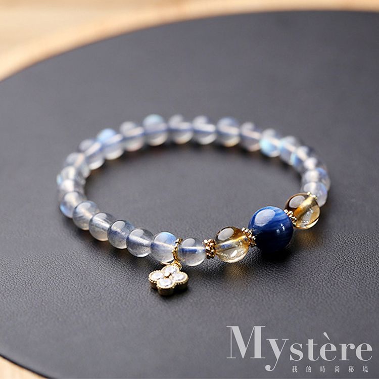 My'stere14K包金~天然月光石配藍晶手珠