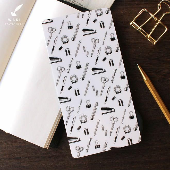 WAKI墊板/ Travels Notebook用/ 標準尺寸/ 文具花樣/ 白色