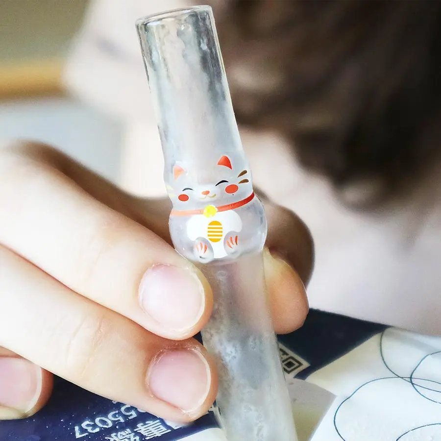 好玻GOODGLAS招財貓造型玻璃吸管