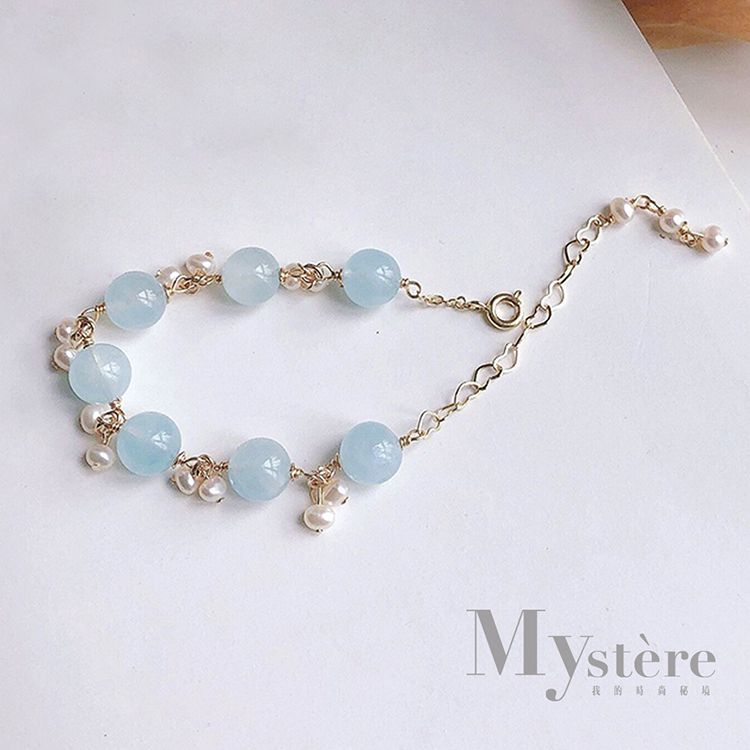 My'stere14K包金~時尚天然海藍寶手鍊