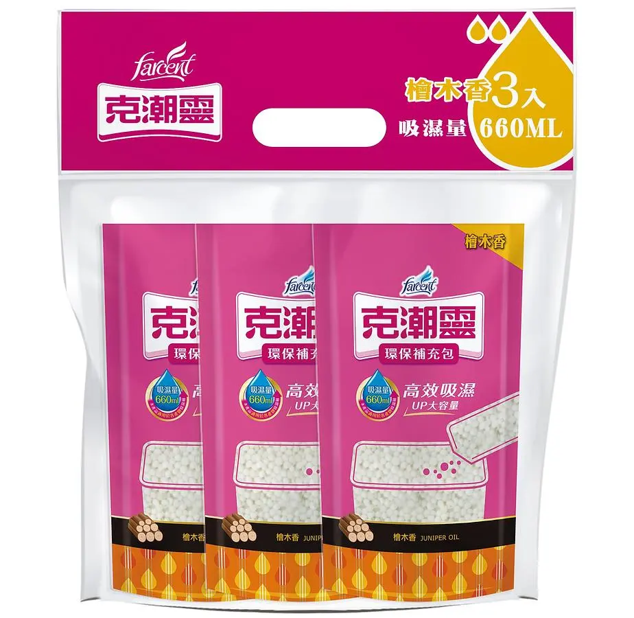 克潮靈環保除濕桶補充包/ 檜木香/ 3入