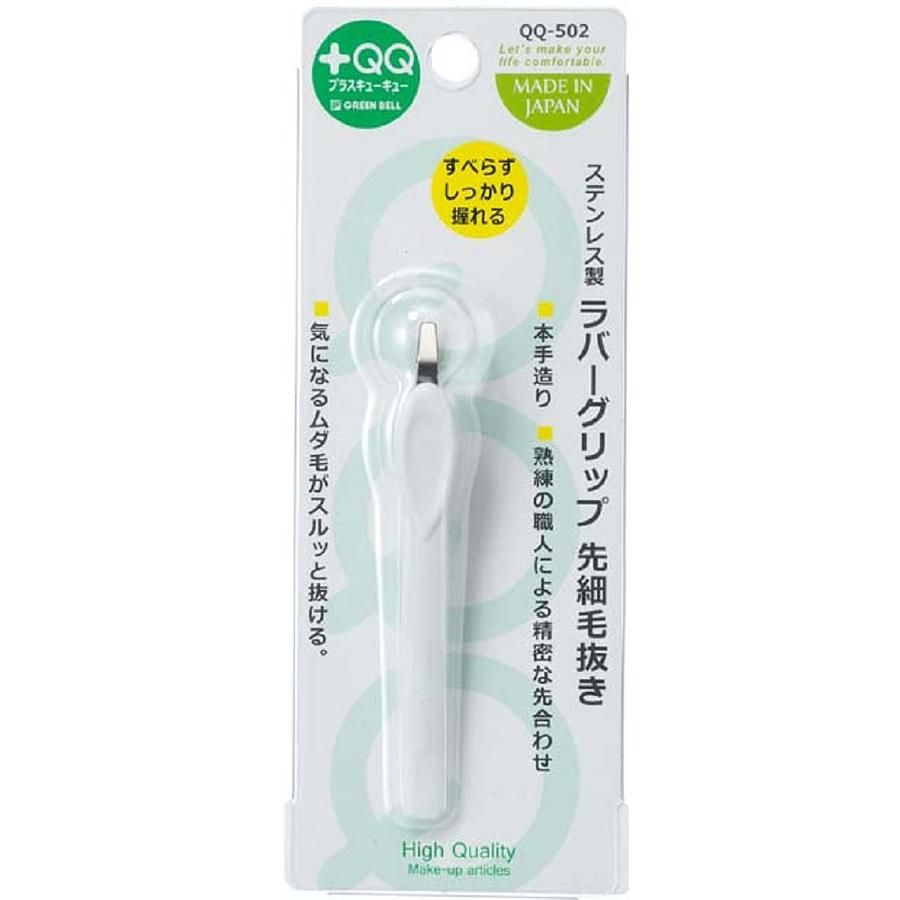 日本綠鐘+QQ不銹鋼滑膠柄細口毛拔(QQ-502)