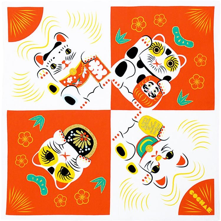 京都風呂敷包巾-cochae中巾-招財貓