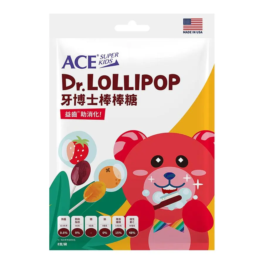 ACE SUPER KIDS牙博士棒棒糖/ 草莓+柳橙