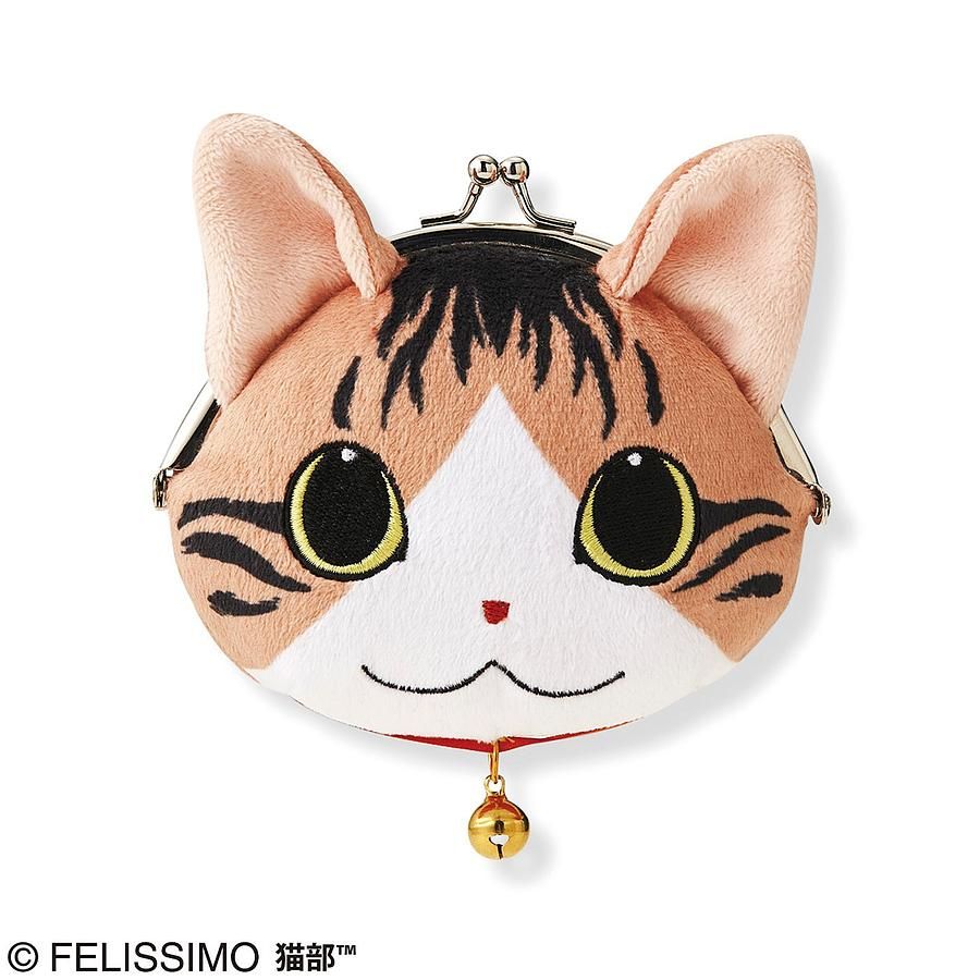 FELISSIMO貓部脹鼓鼓口金包/ 黑白虎紋貓