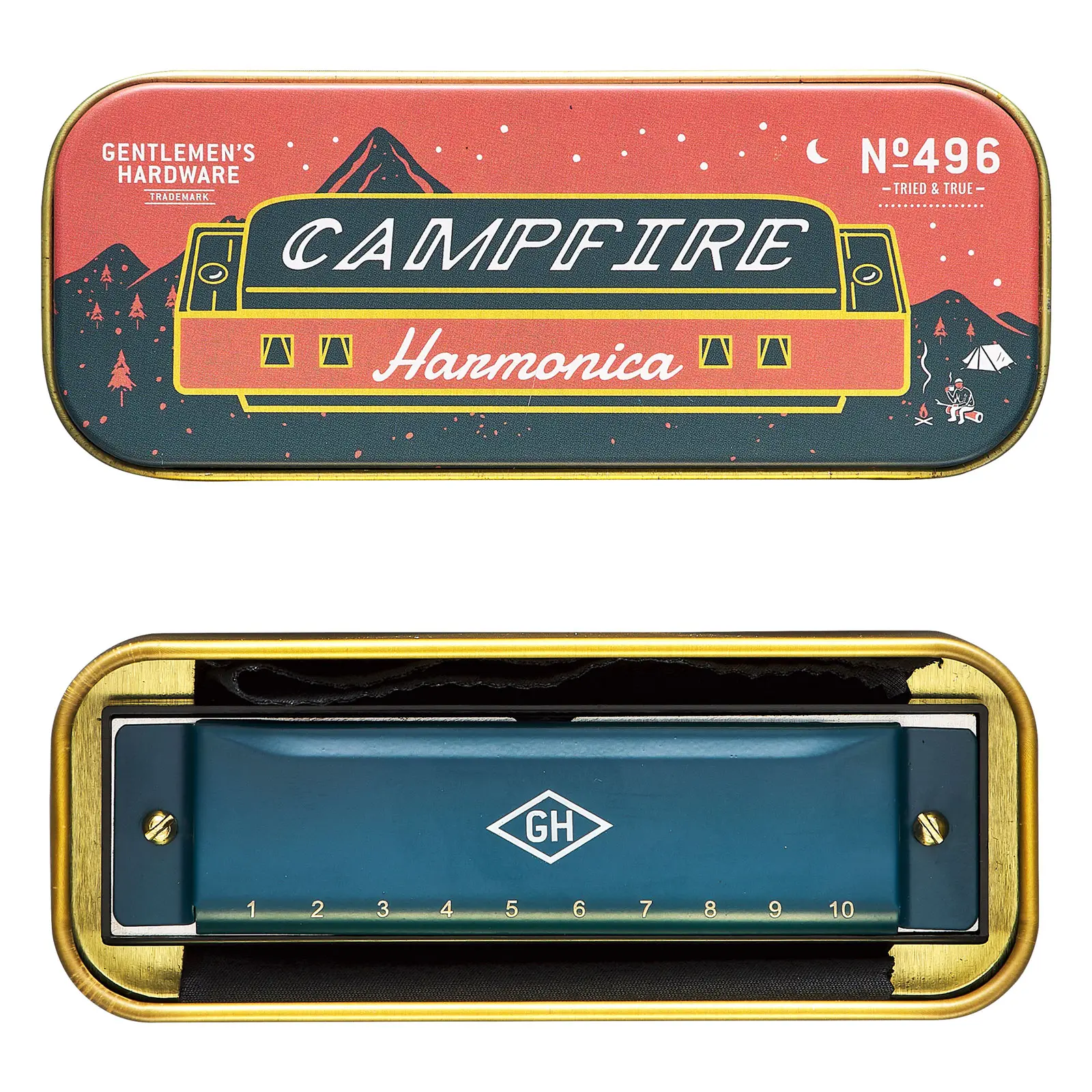 英國 GENTLEMEN'S HARDWARE 營火隨身口琴/ 內含琴譜與擦拭布